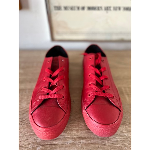 Converse Red Vegan Leather Ladies Size 6 Shoes 9A1603M88 - Picture 1 of 8